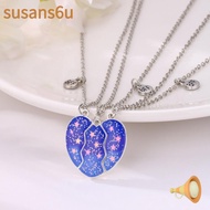 SUSAN 3Pcs Matching Heart Pendant Necklace, Friendship Alloy BFF Necklaces, Cute Friendship Jewelry 