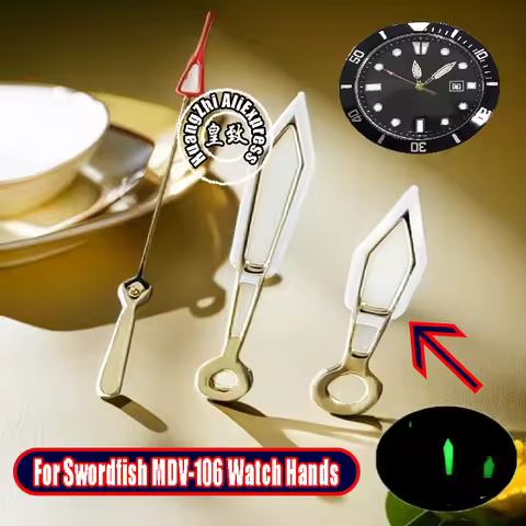 Watch Hands Green Luminous For Casio MDV-106 Swordfish Red/Gold Watch Hour Minute Second Hands Movem