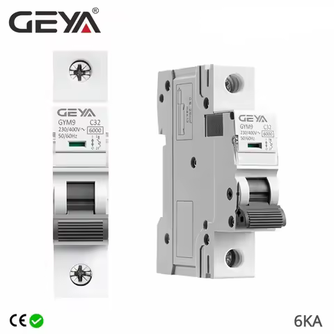 GEYA GYM9 1P MCB Din Rail 220V 400V Circuit Breaker 6A-63A AC Type 6KA Breaking Capacity ON OFF Swit