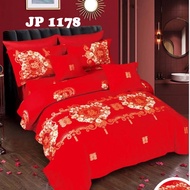 Sprei Katun Jepang Motif Chinese Wedding Suangxi Merah Naga - Grosir Sprei Surabaya