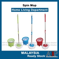 Cleaning🧽 Spin Mop Easy Magic Floor Spin Mop  Heads Microfiber 360 Rotating Heads Handle &amp; Basket with plastic bucket