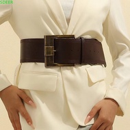 SDEER Wide Waist Belt, Solid Color Y2K Metal Buckle Wide Belt, Retro American Style Pin Buckle Goth 