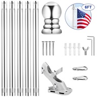 Flag Pole for House Free Flagpole Rings & 2-Position Bracket Rustproof Porch Flagpole with 360°  for