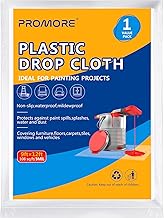 9x12 Ft 3-Mil Clear Plastic Drop Cloth - Heavy-Duty Painter's Sheet for Painting, Furniture, Walls, 