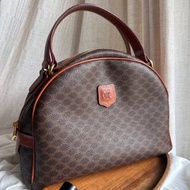 中古包 Celine Vintage棕花半月形手提包
