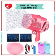 Bubble Gun 132 Holes Rocket Electric Bubble Machine with Light Toys for Kids Birthday Children's Day
