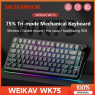 WEIKAV WK75 Wireless Mechanical Keyboard with Knob Hot Swap RGB 75% Gasket Bluetooth Keyboard