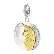 Goldkingdom Fashion Jewelry Accessories French Antique Ancient Coin Necklace Italian Woven Gold Carving Technology Double-sided Replica Unicorn Ancient Coin Pendant