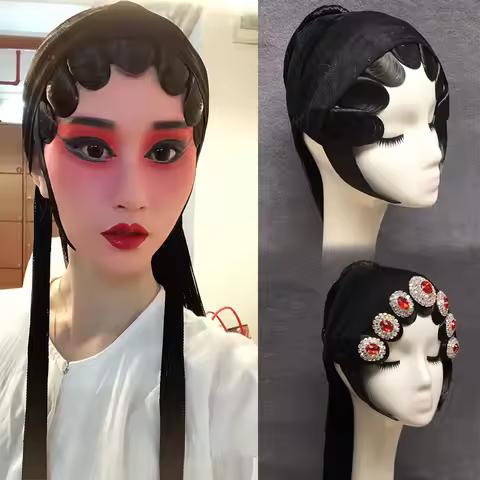 Black Beijing Opera Hair Cosplay Accessories Peking Opera Performance Headgear Female Character Type