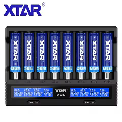 XTAR VC8 Battery Charger 2019 Newest LCD Display XTAR Charger VC8=VC4+VC4S QC3.0 Fast Charging 26650
