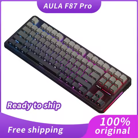 Original AULA F87 Pro Mechanical Keyboard Wireless USB Bluetooth Tri Mode 87 Key Rgb Pbt Gasket Lapt