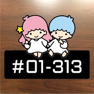Little Twin Stars Unit Number Plate | Acrylic Signage