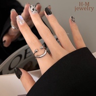 H.M  S925 Silver Smile Ring Simple Opening Adjustment