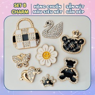 Slipper charm Set of 8 diverse designs SB47, imitation metal slipper charm Set to decorate shoes