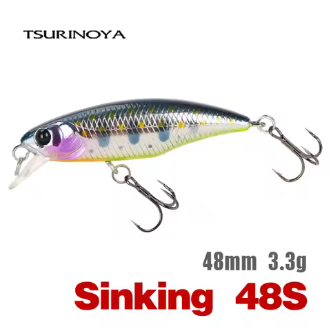 TSURINOYA Fishing Lure DW69 Sinking Minnow Hard Bait 48S 48mm 3.3g Fishing Wobblers Jerkbait Bass Tr