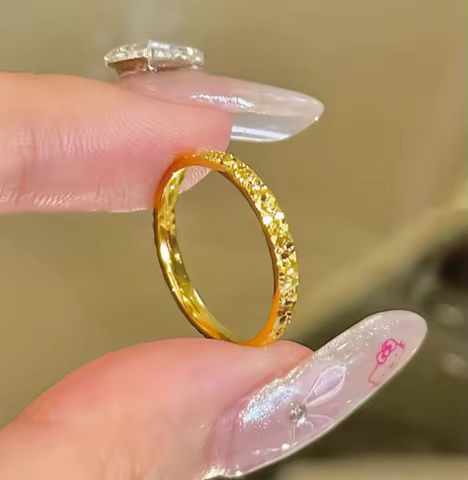 100% 999 real gold rings for women 24k wedding rings simple ring 1.4mm /2mm