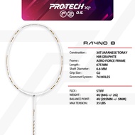 PROTECH Badminton Racket - Rayno 8 White/Gold (4UG2) (MAX 35LBS) (FREE String + Grip + Bag)