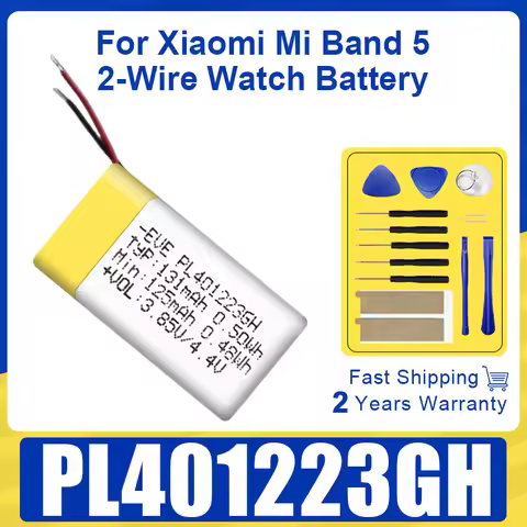 Brand-New 125mAh PL401223GH Battery For Xiaomi Mi Band 5 Band5 Watch 2-Wire Powerful Battery Free To