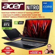 #AN059 USED ACER NITRO AN515-57 Gaming Laptop intel i7-11800H 16GB 512GB SSD NVIDIA RTX3070 RTX 3070