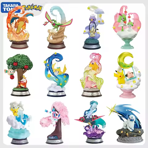 Original Pokemon Figures Dreamy Moonlit Night Absol Minccino Kirlia&Ralts Sylveon Swing Vignette Col