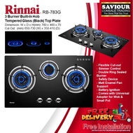 RINNAI RB-783G FLEXI 3 Burner Built-In Hob Tempered Glass (Black) Top Plate - 78CM