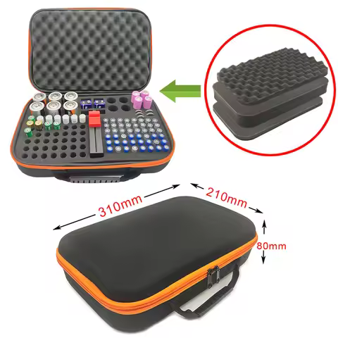 1PCS Battery Organizer Case With Tester Checker EVA Storage Bag Compatible With AA/AAA/9V Battery Ha