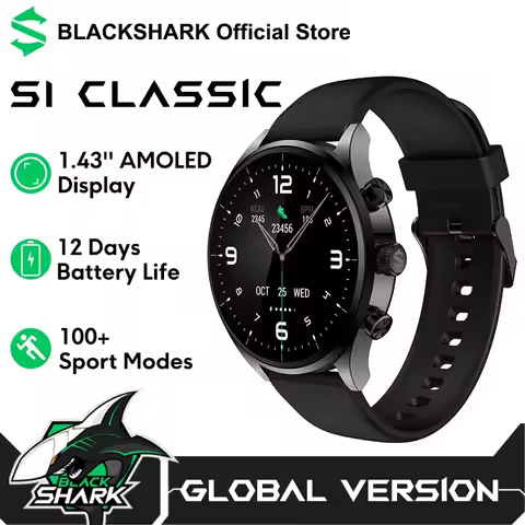 Global Version Black Shark Watch S1 Classic Smartwatch 24H Health Monitoring 1.43 AMOLED Screen 12 D