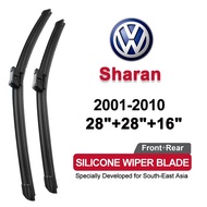 (Front+Rear 3pcs)silicone car wiper for VW Volkswagen Sharan 2001-2010(7M9/7M6)2009 2008 2007 2006 W