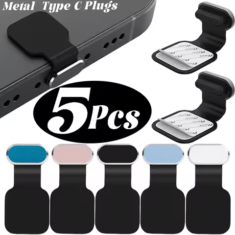 5-1Pcs Metal Dust Plugs Type C Charging Port Cover for IPhone 15/15 ProMax/15plus Universal USB-C St