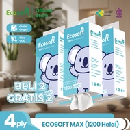 [2 FREE 2] Ecosoft MAX Ultra Premium Hanging Tissue 1200 Sheets 4 Ply Thick, 100% Natural Whitenatur