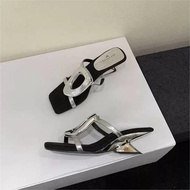 Womens Style Golden Noble Slippers For Women This Years Popular Flip-flops High Heels For Summer San