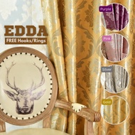 EDDA Dim-Out Blackout Sunbolck Curtain / Langsir FREE Hook or Ring for Sliding Door and Windows