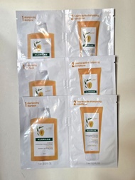 ［洗頭水及護髮素各3包，每包$3］Klorane 蔻羅蘭芒果洗頭水/洗髮露/護髮素 Shampoo/Conditioner with Mango Butter 7ml sample 試用裝/旅行裝