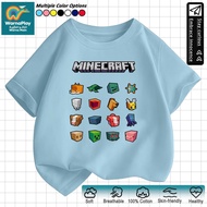 Tshirt Budak Lelaki Cartoon Minecraft Axolotl Cute Pet Print Soft Cotton Round Neck Short Sleeve Top