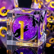 Cat-shaped Liquid Core DND Dice Set - 7-piece sharp-edged resin polyhedral dice, suitable for role-p