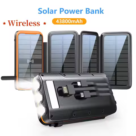 40000mAh Wireless Charger Solar Power Bank 20W Fast Charging for iPhone Samsung Xiaomi