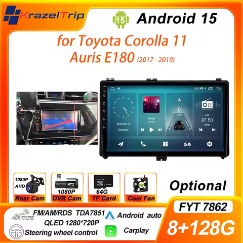 FYT 7862s 8 Core CarPlay Car Radio for Toyota Corolla 11 Auris E180 2017 2018 2019 QLED Android Auto