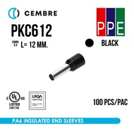 PKC612 [Cembre] Fishtail Cover Cable End 6.0 Sqmm.length 12mm. Insulated Sleeves [Sold In Bags 100Pc