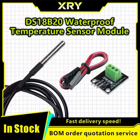 XRY DS18B20 Temperature Sensors Module Kit Waterproof 100CM Digital Sensors Cable Stainless Steel Pr