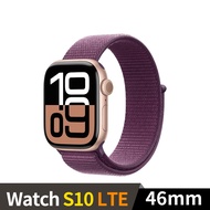 Apple Watch S10 GPS+LTE 46mm 鋁金屬錶殼運動錶環(玫瑰金色+梅李色運動錶環)