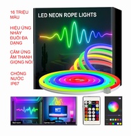 Led neon flex RGB IC 5m nháy đuổi cảm ứng âm thanh sử dụng app và điều khiển