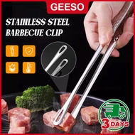 GEESO 28cm Food-grade Stainless Steel Food Tongs Long Handle Non-Slip Steak Sugar Barbecue Clip Mult