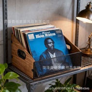 Album Disc Retro Record Iron Wood Collection Box Vinyl Record Desktop CD Wooden Storage Box Storage 
