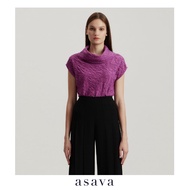 [asava aw24] Asava Pullover Blouse เสื้อผู้หญิง คอตั้ง แขนล้ำ แต่งชายเสื้อโค้ง