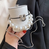 Mini Bag Female Bucket Bag Fashion Simplicity All-match Chain Cylinder Pearl Messenger Bag Lipstick 