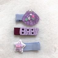 彩虹BABY - 紫色(3入) 全包布手工髮夾 / 寶寶髮飾 / 兒童髮飾