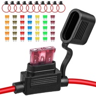 10 Pack Inline Fuse Holder 12V, Professional 12 AWG Waterproof Fuse Holder with 35 Pcs (5A/7.5A/10A/