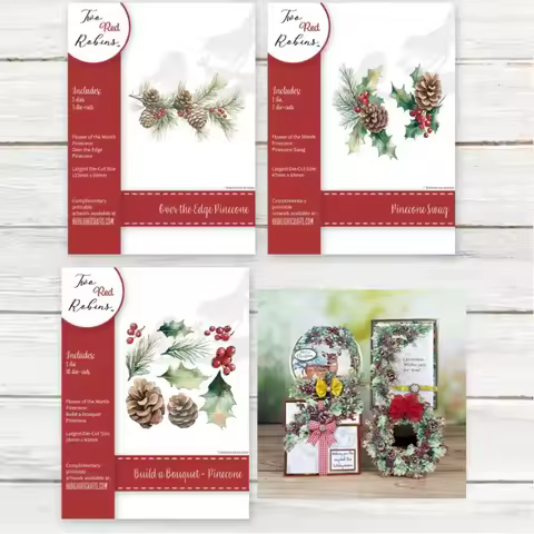 Build a Bouquet Pinecone Flower Month Pinecone Merry Christmas Swag Metal Cutting Die Stamp Scrapboo