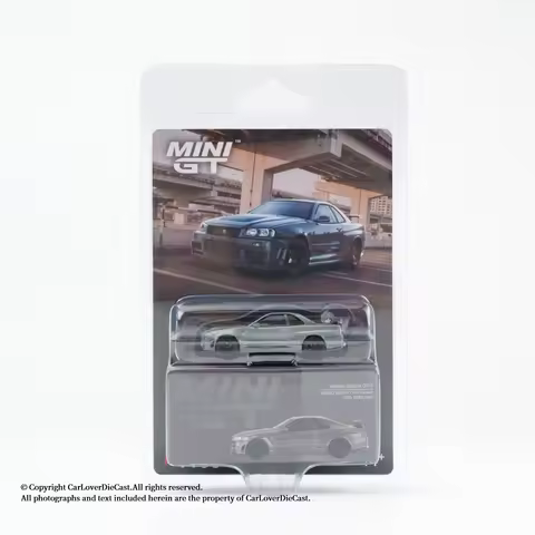 MINIGT 1:64 Nissan Nissan Skyline GT-R Dark Metal Gray (NISMO BNR34 CRS) Alloy Die Cast Car Model Co