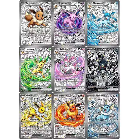 PTCG Collection Cards EEVEE ESPEON FLAREON GLACEON UMBREON DIY PTCG Game Cards Shining Creativity Ra